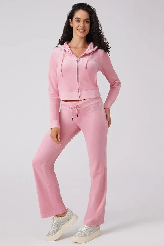 Angel Couture Big Bling Velour Track Pants Angel Couture Big Bling Velour Track Pants