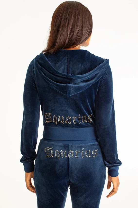 Aquarius Customizable Big Bling Velour Hoodie Aquarius Customizable Big Bling Velour Hoodie
