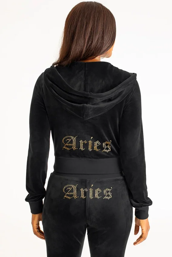 Aries Customizable Big Bling Velour Hoodie Aries Customizable Big Bling Velour Hoodie