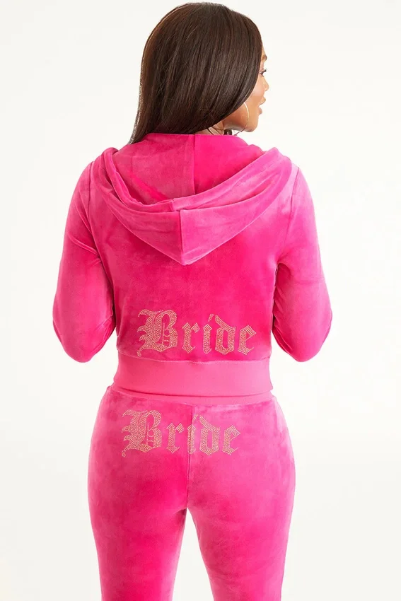 Bride Customizable Big Bling Velour Hoodie Bride Customizable Big Bling Velour Hoodie