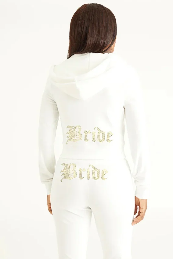 Bride Customizable Big Bling Velour Hoodie Bride Customizable Big Bling Velour Hoodie