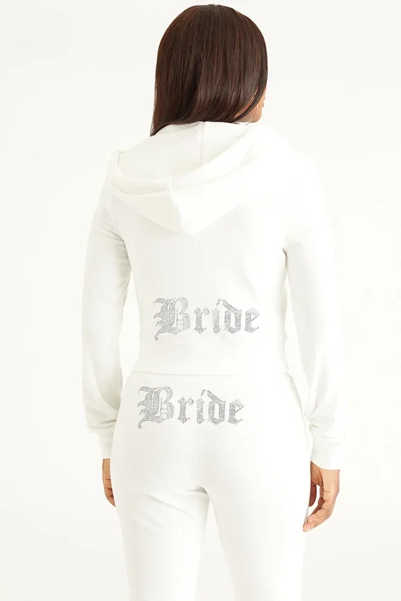 Bride Customizable Big Bling Velour Hoodie Bride Customizable Big Bling Velour Hoodie