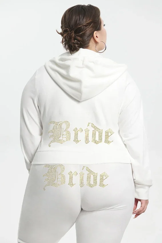 Bride Customizable Big Bling Velour Hoodie Bride Customizable Big Bling Velour Hoodie