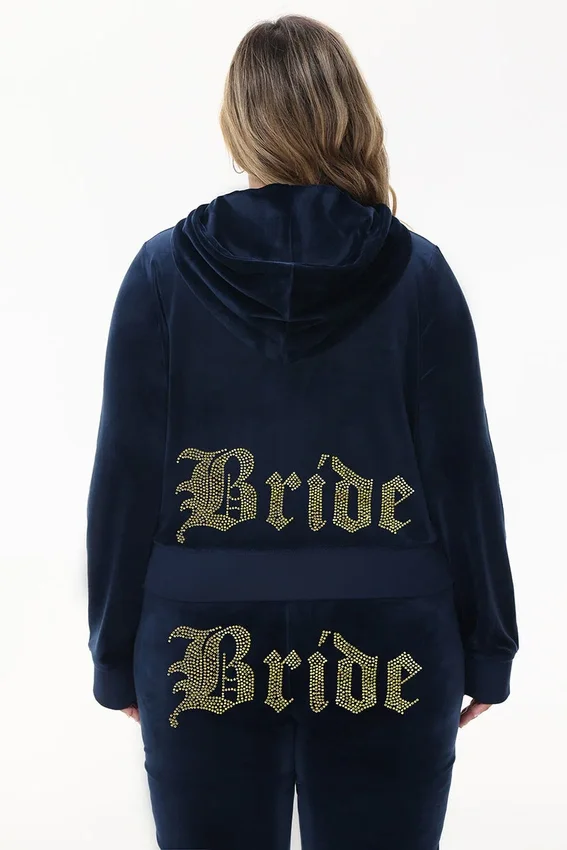 Bride Customizable Big Bling Velour Hoodie Bride Customizable Big Bling Velour Hoodie