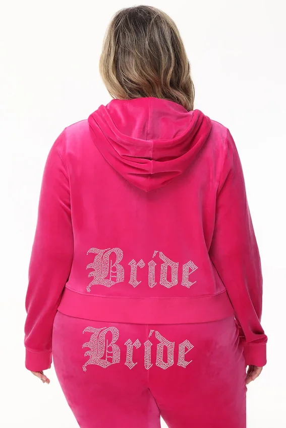 Bride Customizable Big Bling Velour Hoodie Bride Customizable Big Bling Velour Hoodie
