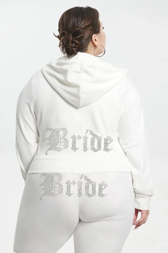 Bride Customizable Big Bling Velour Hoodie Bride Customizable Big Bling Velour Hoodie