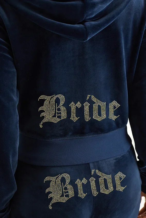 Bride Customizable Big Bling Velour Hoodie Bride Customizable Big Bling Velour Hoodie