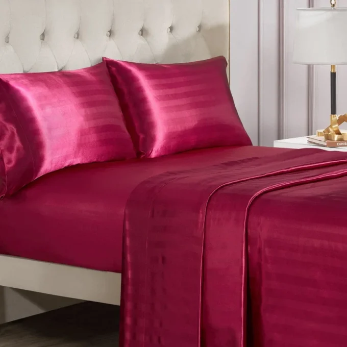 Damask Stripe Satin Sheet Set Damask Stripe Satin Sheet Set