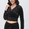 Embossed Velour Corset Hoodie