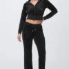 Embossed Velour Corset Hoodie