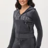 Front Mixed Crystals Velour Hoodie