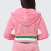 Heritage Stripe Bling Velour Zip Hoodie