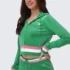 Heritage Stripe Bling Velour Zip Hoodie