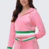 Heritage Stripe Bling Velour Zip Hoodie