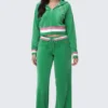 Heritage Stripe Bling Velour Zip Hoodie
