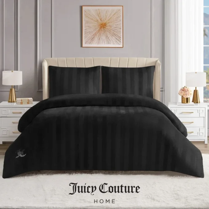 Jenny Velour Striped Jacquard Duvet Set Jenny Velour Striped Jacquard Duvet Set