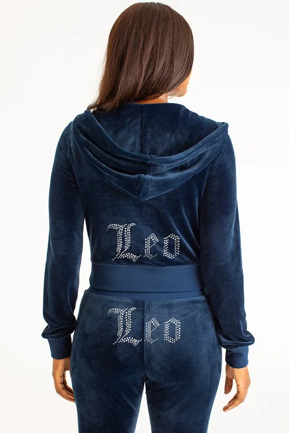 Leo Customizable Big Bling Velour Hoodie Leo Customizable Big Bling Velour Hoodie