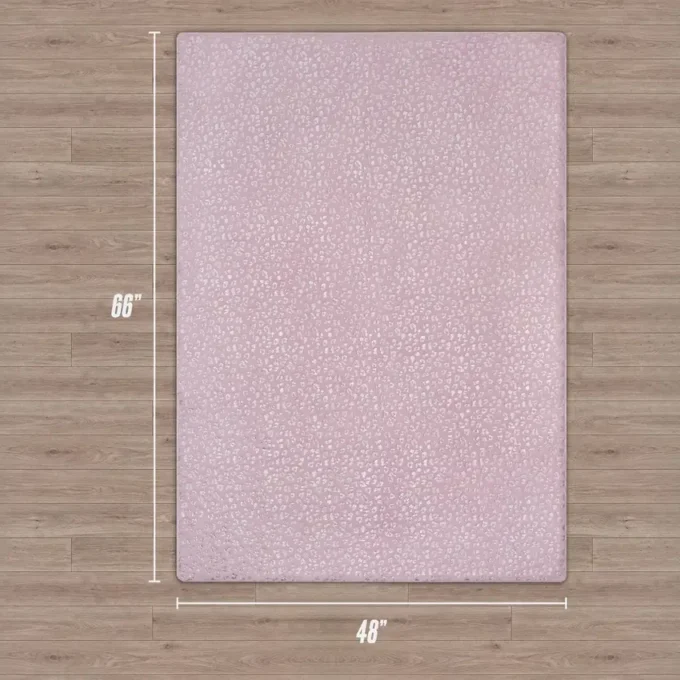 Metallic Leopard Plush Rug, 4′ X 6′