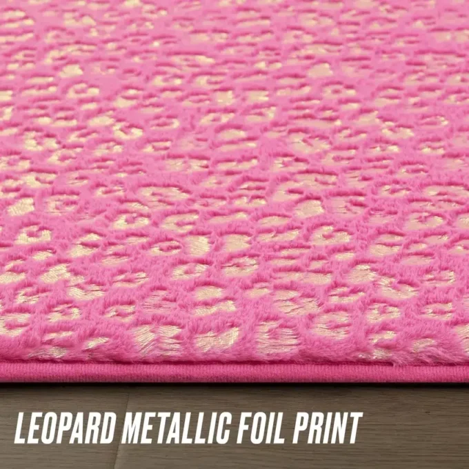 Metallic Leopard Plush Rug, 2′ X 6′