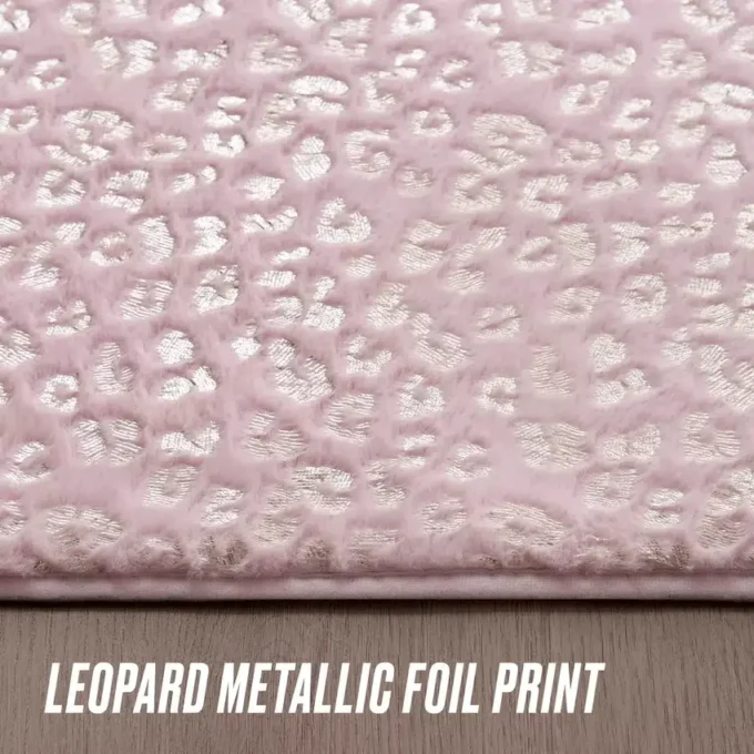 Metallic Leopard Plush Rug, 2′ X 6′