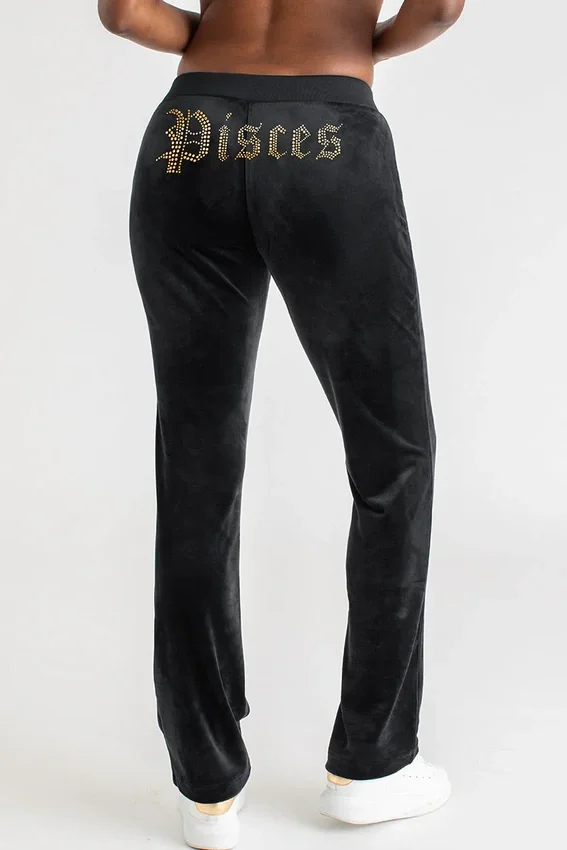 Pisces Customizable Big Bling Velour Track Pants Pisces Customizable Big Bling Velour Track Pants