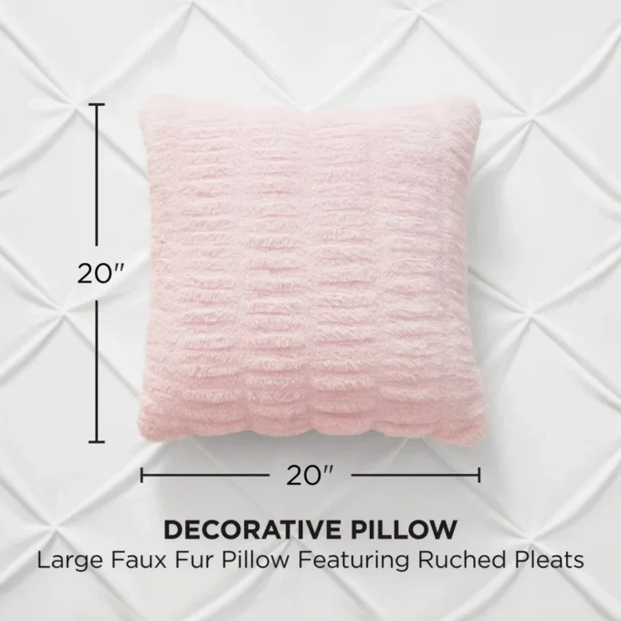 Pleated Faux Fur Decorative Pillow Pleated Faux Fur Decorative Pillow