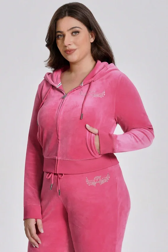 Plus-Size Angel Couture Big Bling Velour Hoodie Plus-Size Angel Couture Big Bling Velour Hoodie