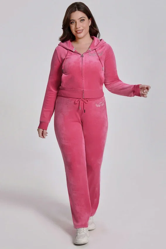 Plus-Size Angel Couture Big Bling Velour Track Pants Plus-Size Angel Couture Big Bling Velour Track Pants