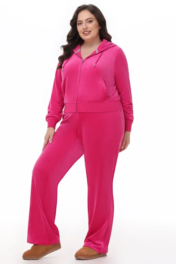 Plus-Size Technicolor Customizable Big Bling Velour Track Pants Plus-Size Technicolor Customizable Big Bling Velour Track Pants