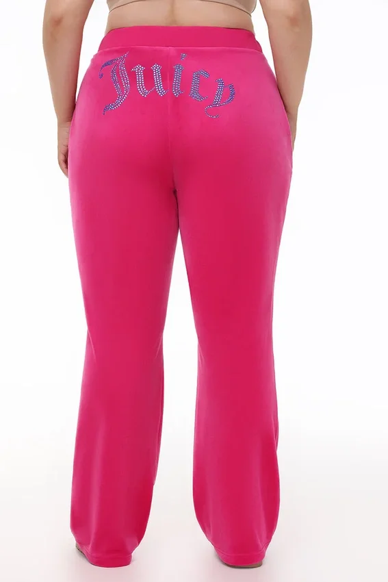 Plus-Size Technicolor Customizable Big Bling Velour Track Pants Plus-Size Technicolor Customizable Big Bling Velour Track Pants