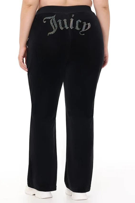 Plus-Size Technicolor Customizable Big Bling Velour Track Pants Plus-Size Technicolor Customizable Big Bling Velour Track Pants