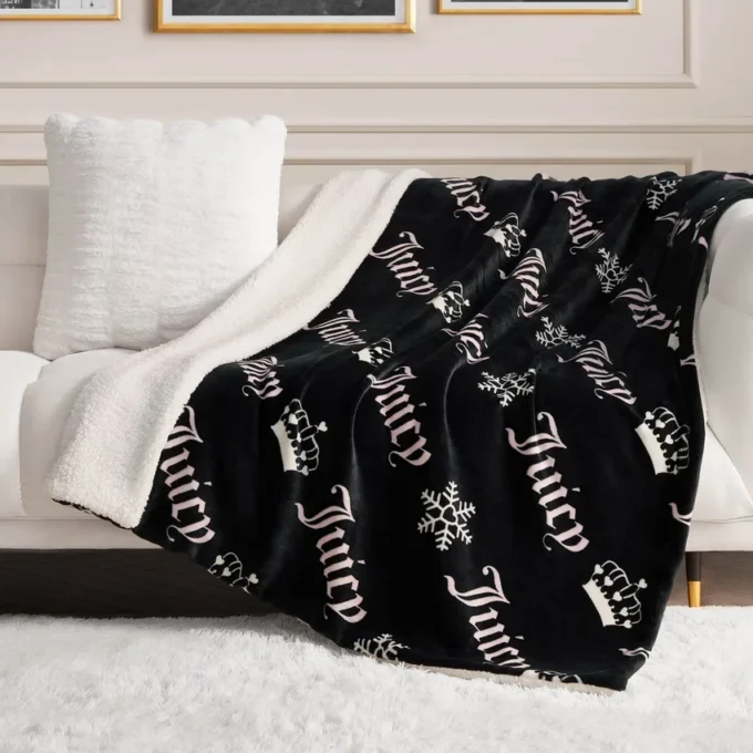 Plush Reversible Sherpa Throw Blanket