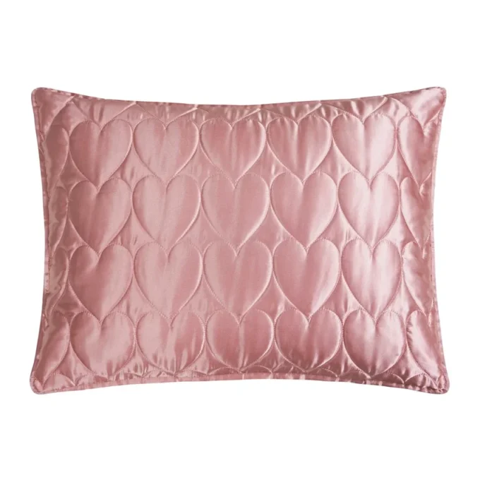 Satin Heart Stitched Quilt Set