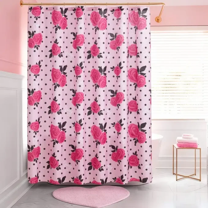 Shower Curtain and Hooks Set