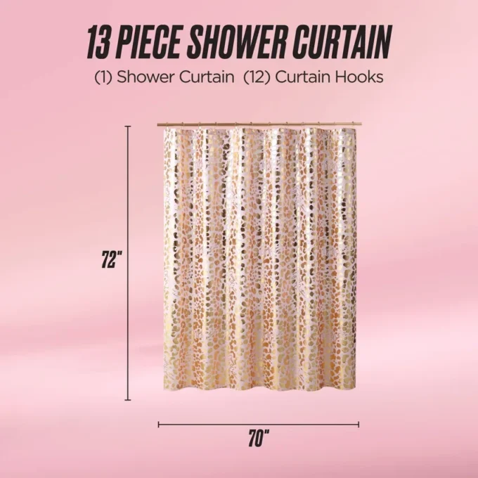 Shower Curtain and Hooks Set