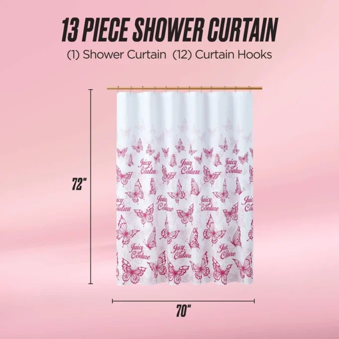 Shower Curtain and Hooks Set