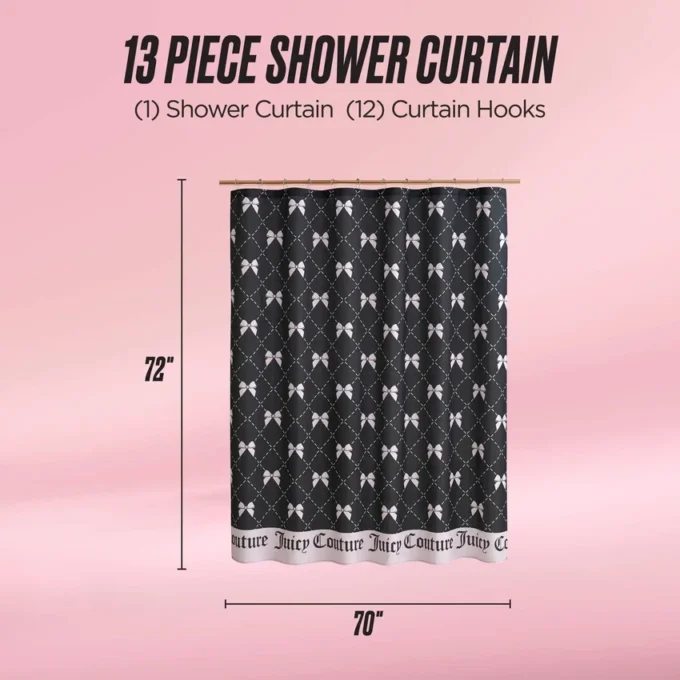 Shower Curtain and Hooks Set