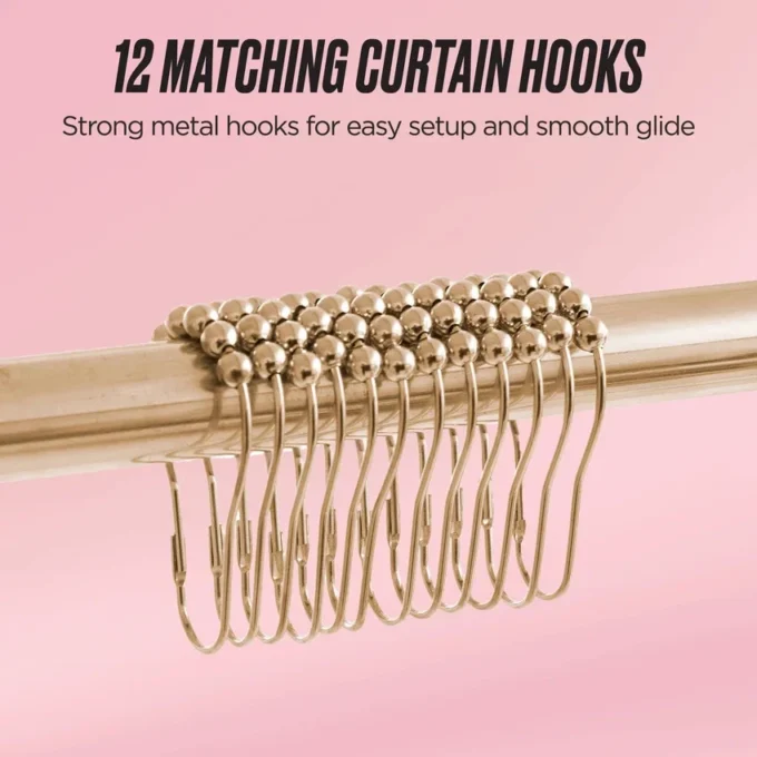 Shower Curtain and Hooks Set