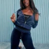 Technicolor Customizable Big Bling Velour Hoodie
