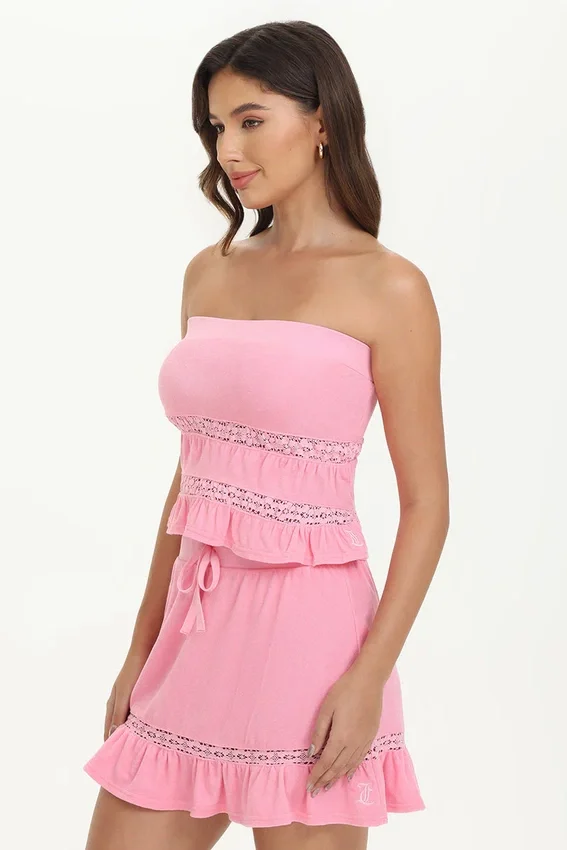 Towel Terry Lace Trim Tube Top Towel Terry Lace Trim Tube Top
