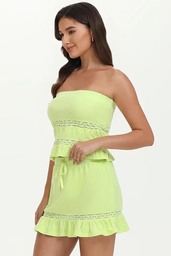 Towel Terry Lace Trim Tube Top Towel Terry Lace Trim Tube Top