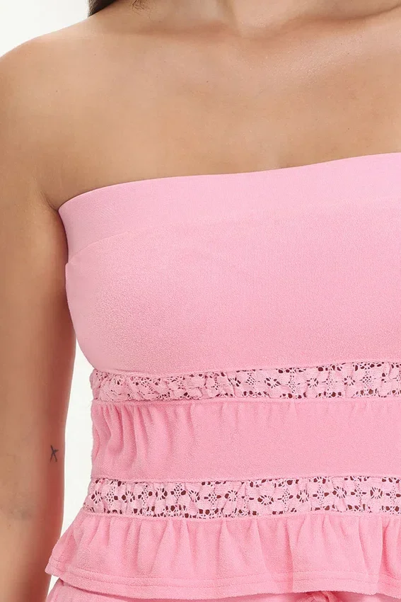 Towel Terry Lace Trim Tube Top Towel Terry Lace Trim Tube Top