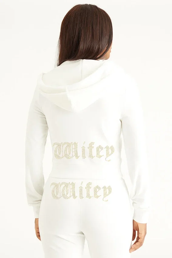 Wifey Customizable Big Bling Velour Hoodie Wifey Customizable Big Bling Velour Hoodie