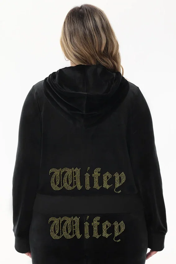 Wifey Customizable Big Bling Velour Hoodie Wifey Customizable Big Bling Velour Hoodie