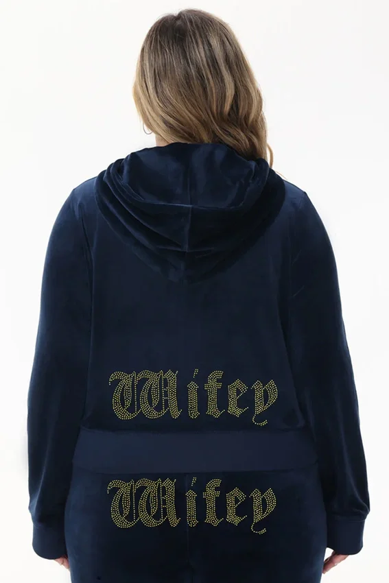 Wifey Customizable Big Bling Velour Hoodie Wifey Customizable Big Bling Velour Hoodie