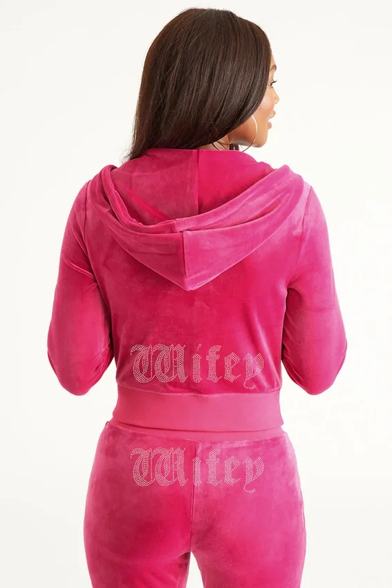 Wifey Customizable Big Bling Velour Hoodie Wifey Customizable Big Bling Velour Hoodie