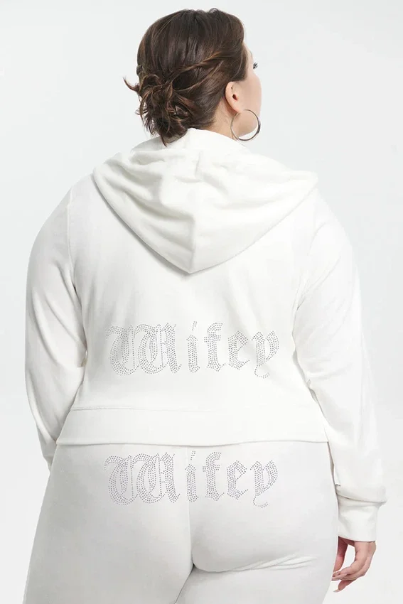 Wifey Customizable Big Bling Velour Hoodie Wifey Customizable Big Bling Velour Hoodie