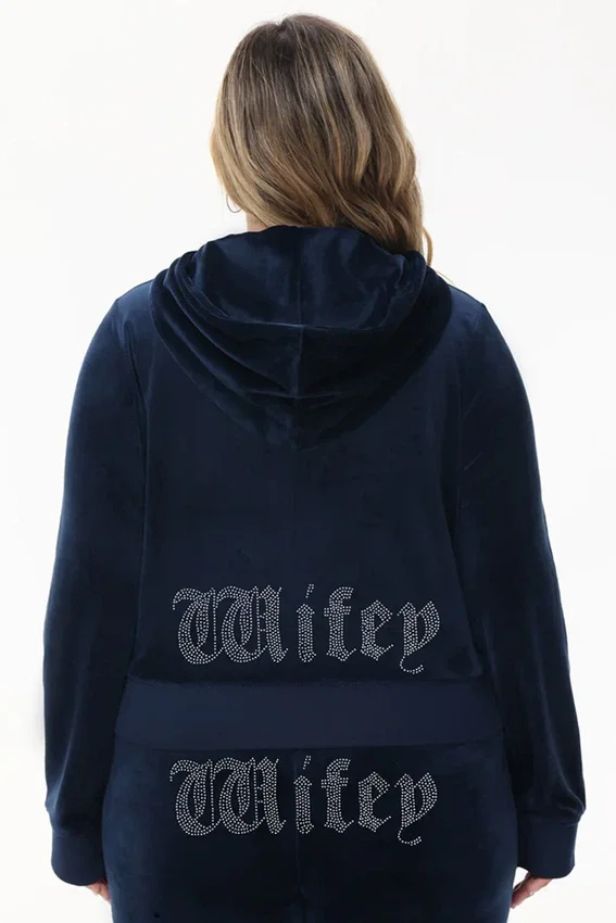 Wifey Customizable Big Bling Velour Hoodie Wifey Customizable Big Bling Velour Hoodie