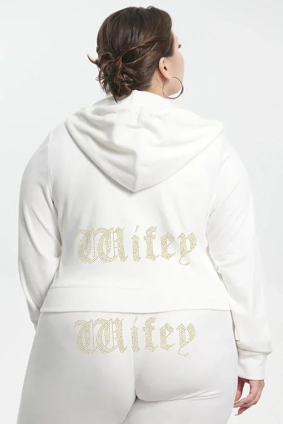 Wifey Customizable Big Bling Velour Hoodie Wifey Customizable Big Bling Velour Hoodie