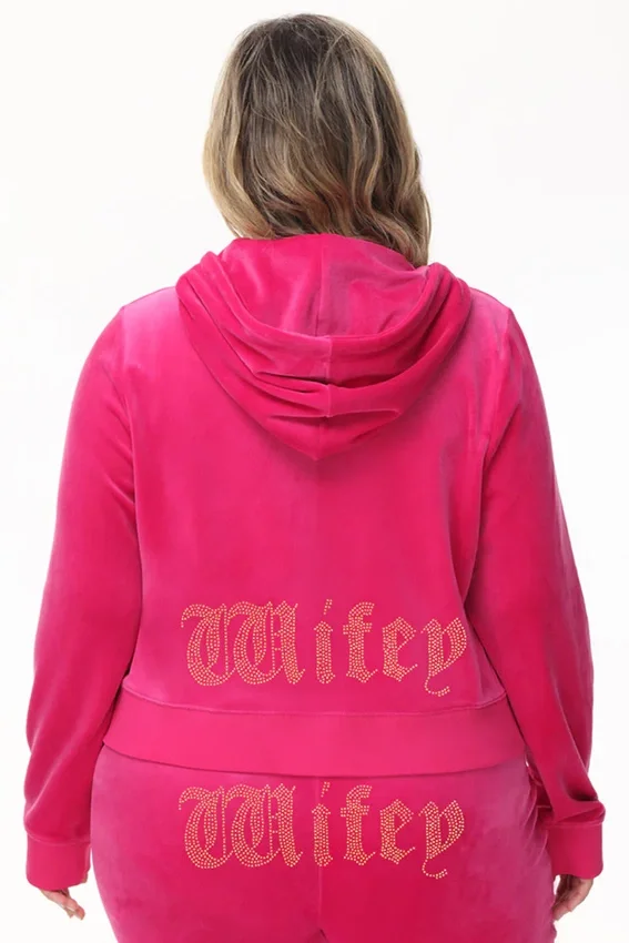 Wifey Customizable Big Bling Velour Hoodie Wifey Customizable Big Bling Velour Hoodie